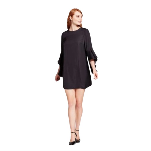 Who What Wear Black Ruffle Bell Sleeve Dress XS - Picture 3 of 6